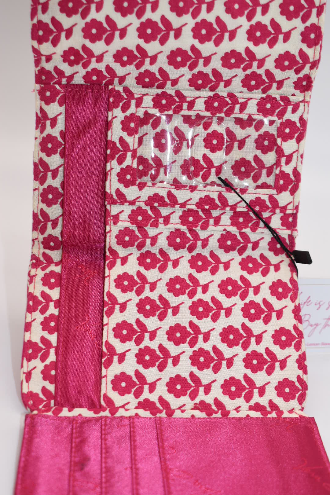 Vera Bradley Trifold Euro Wallet in "Twirly Birds Pink" Pattern