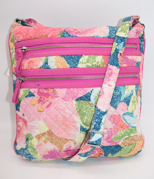 Vera Bradley Triple Zip Hipster Crossbody Bag "Superbloom" Pattern