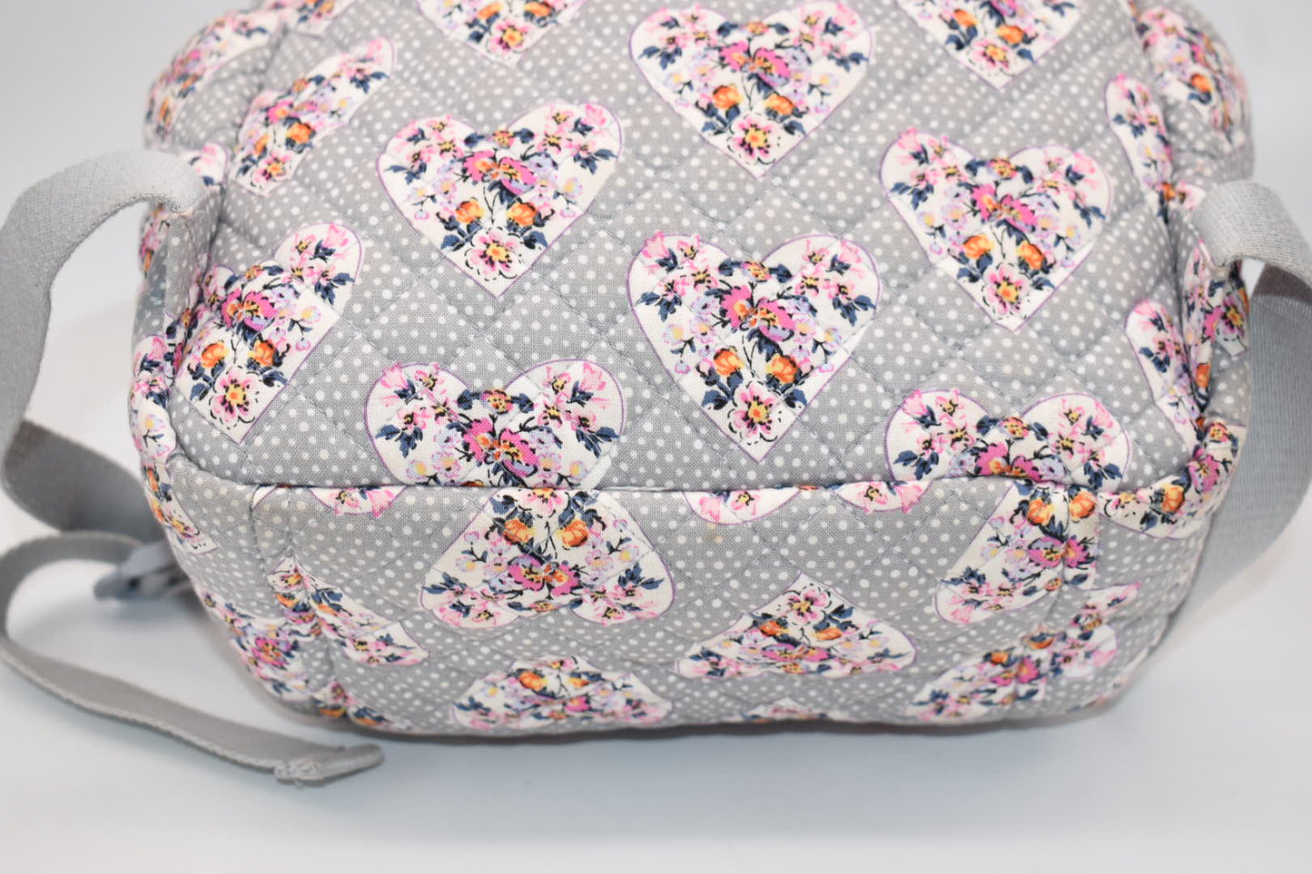Vera Bradley Small Quilted Cotton Backpack in "Mon Amour Gray" Pattern