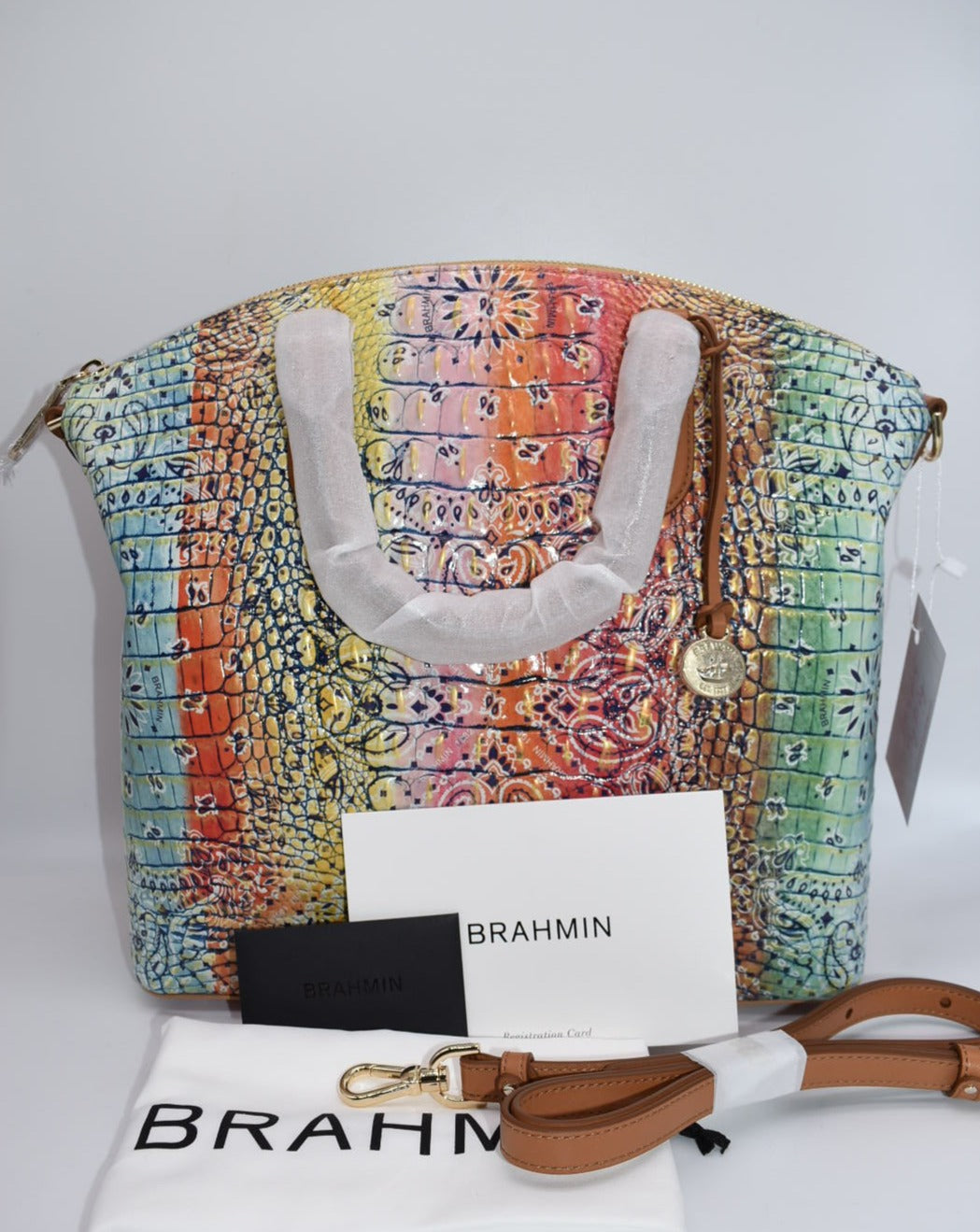 Brahmin Large Duxbury Satchel Bag in Multi Bandana