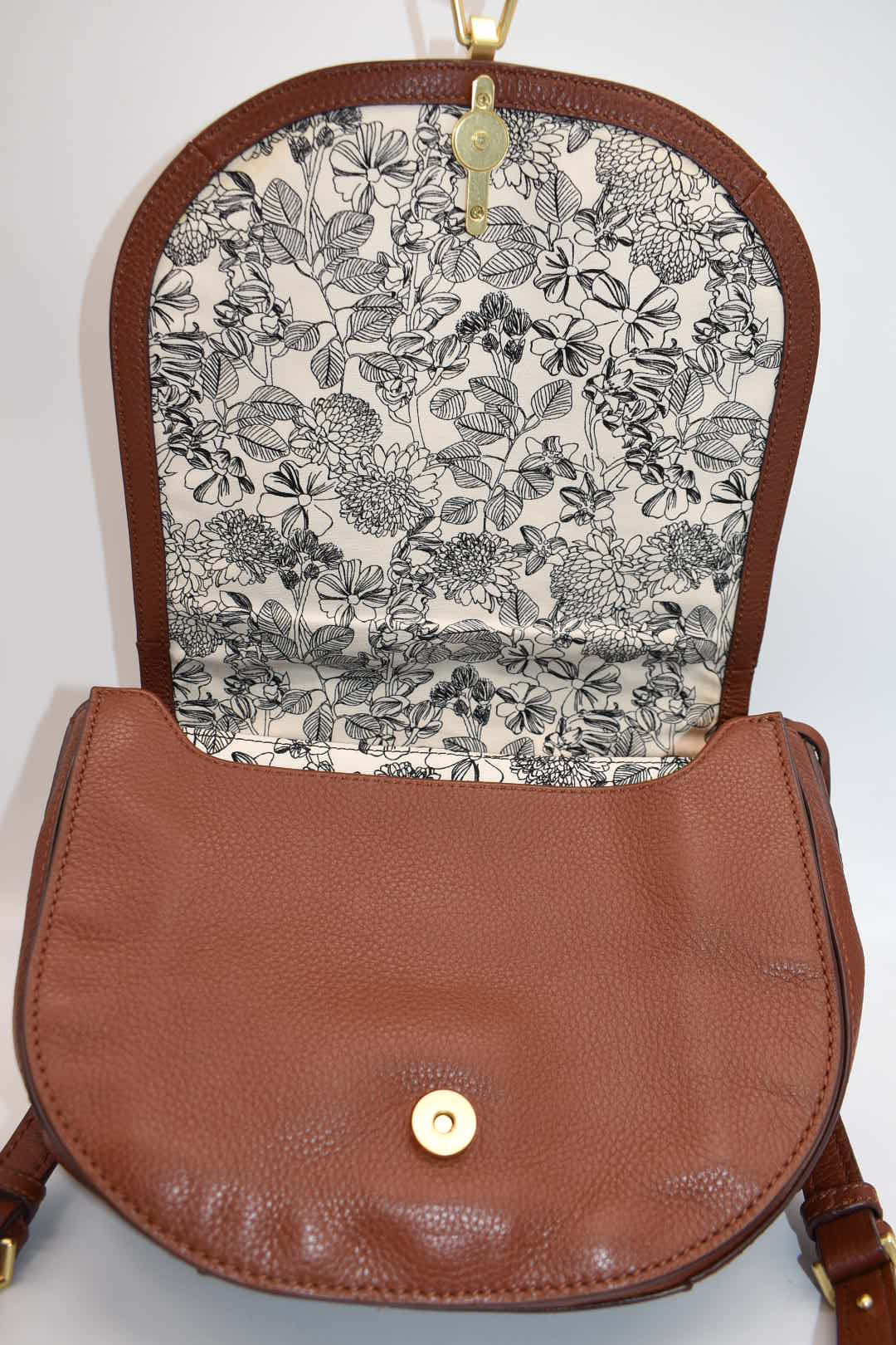 Vera Bradley Carson Leather Saddle Crossbody Bag in "Acorn"