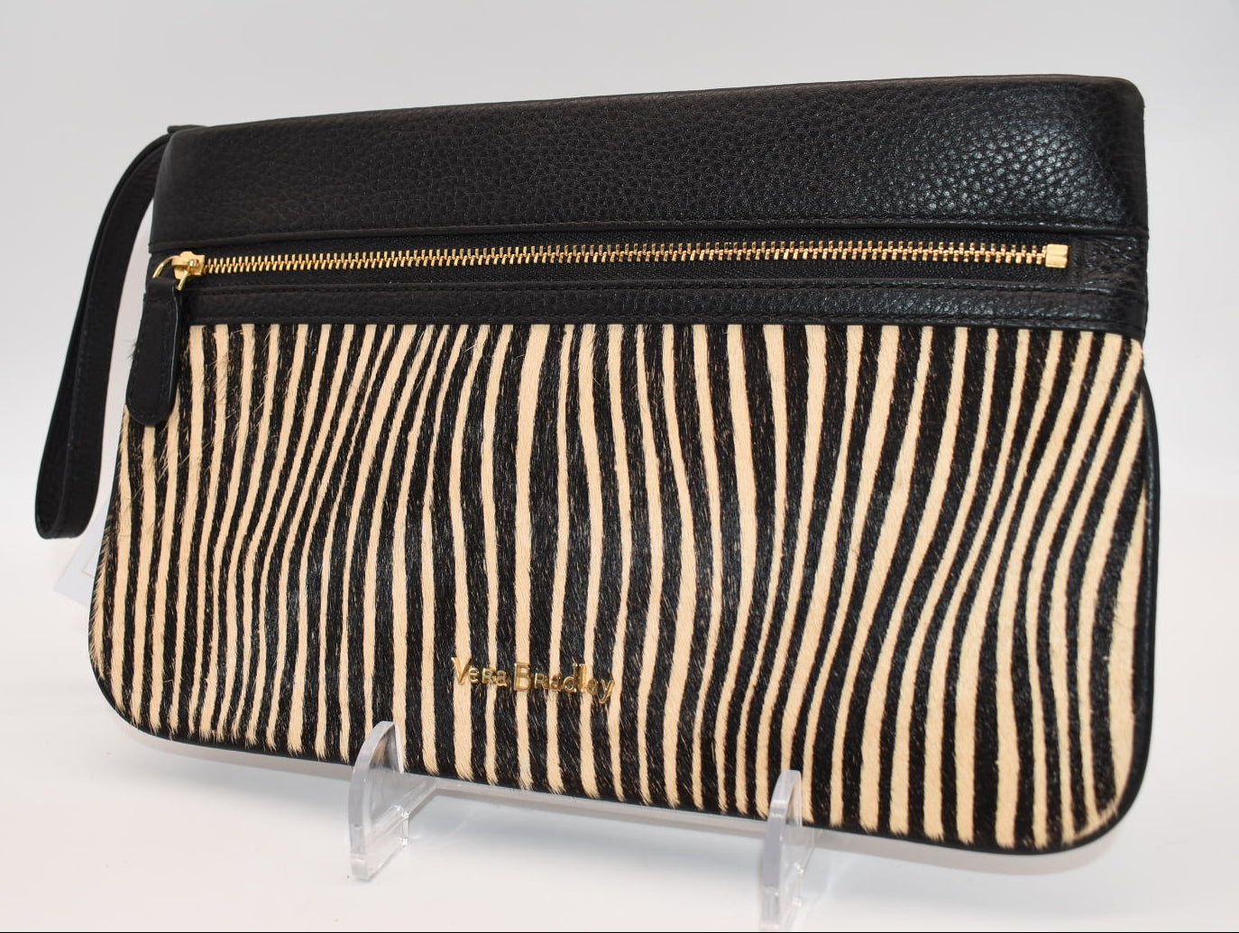 Vera Bradley Mia Leather Wristlet in "Uptown Stripes" Pattern