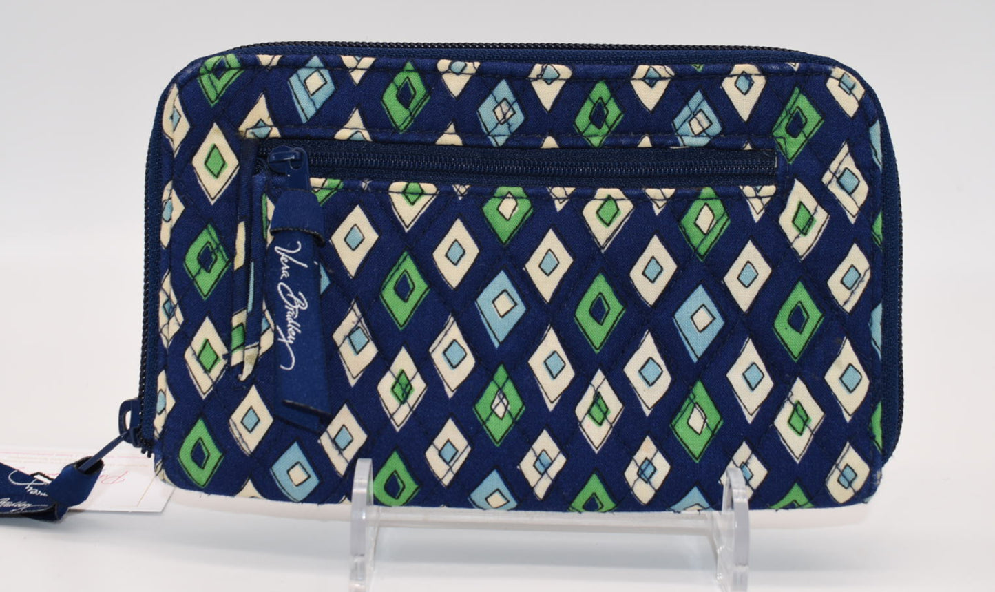Vera Bradley Zip Around Wallet in "Mediterranean Blue" Pattern