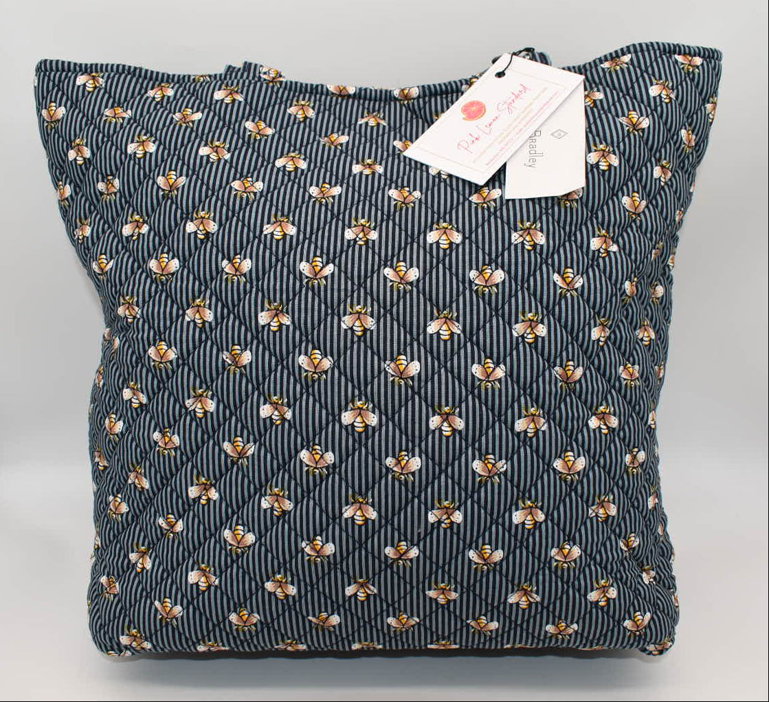 Vera Bradley Quilted Cotton Tote Bag in "Bee Navy" Pattern