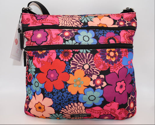 Vera Bradley Lighten Up Triple Zip Crossbody Bag in "Fiesta" Pattern