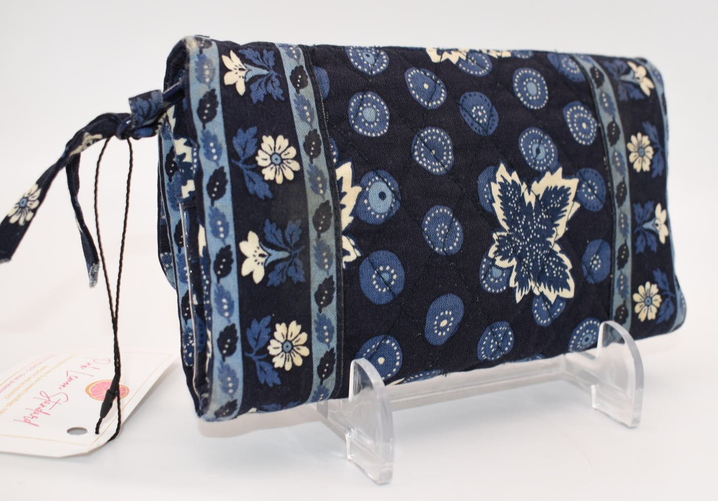 Vintage Vera Bradley Strap Crossbody Wallet in "Blue Coin -2003" Pattern