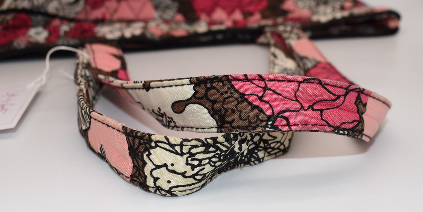 Vera Bradley East West Tote Bag "Mocha Rouge" Pattern