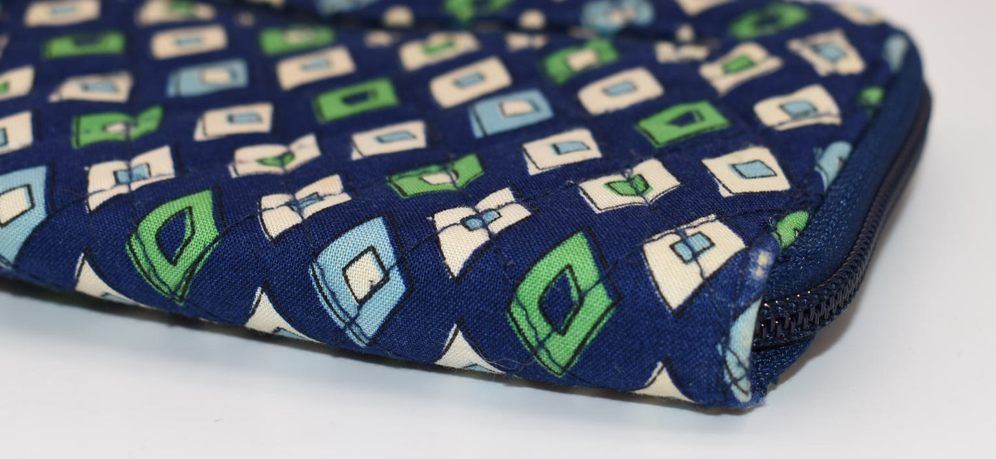 Vera Bradley Zip Around Wallet in "Mediterranean Blue" Pattern