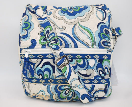 Vera Bradley Mailbag Large Crossbody Bag in "Mediterranean White" Pattern