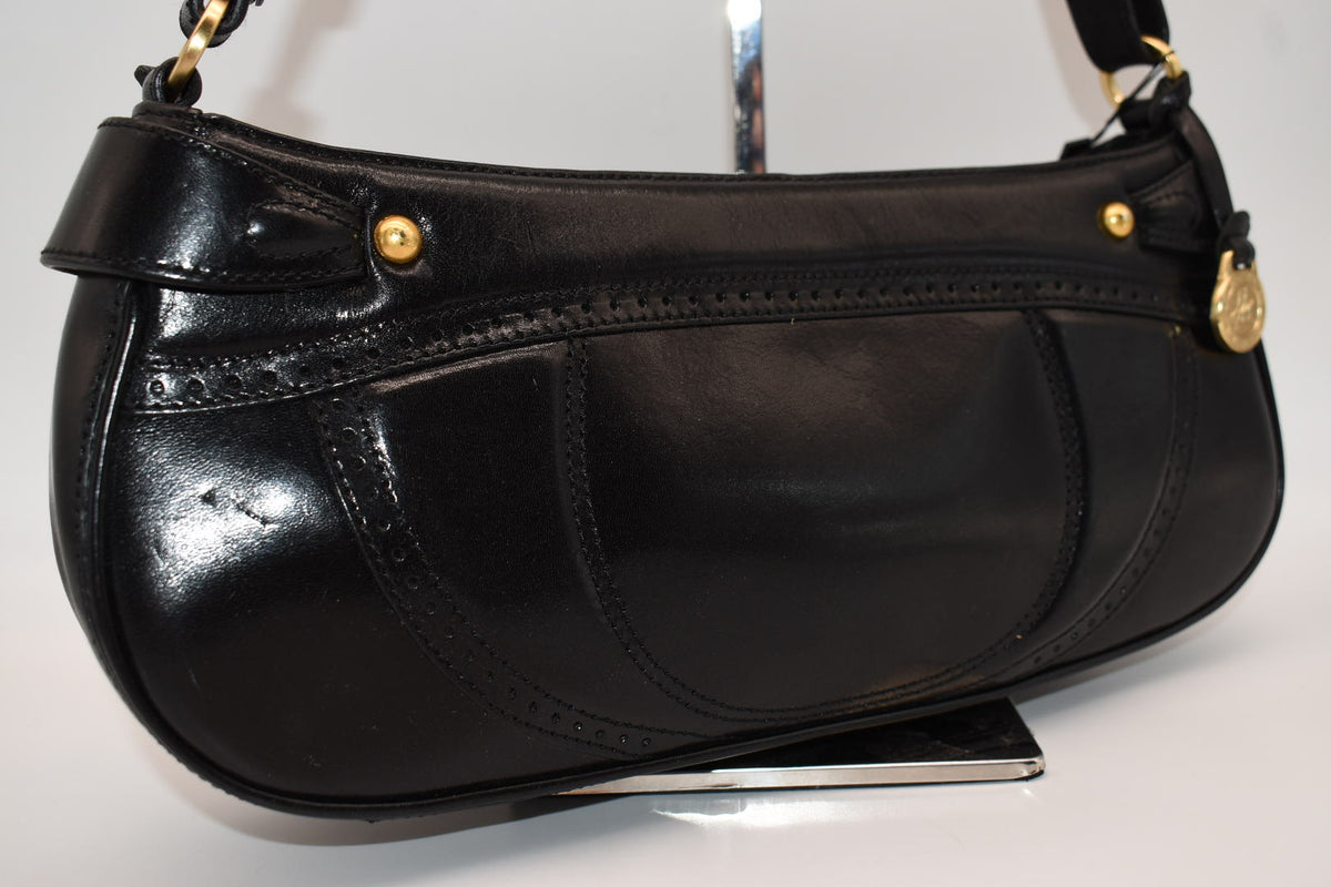 Vintage Brahmin Smooth Leather Convertible Shoulder Bag in Black