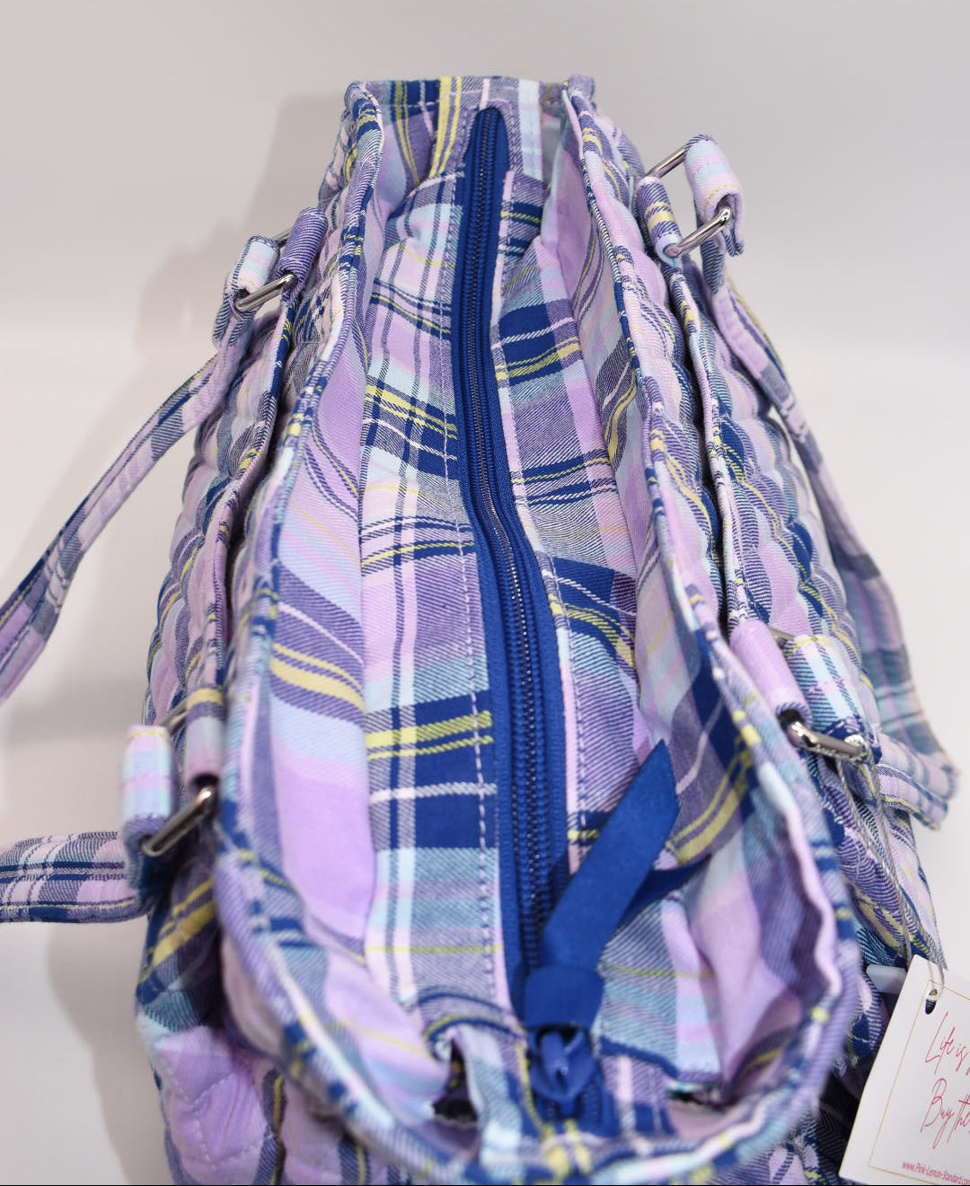 Vera Bradley Glenna Satchel Bag in "Amethyst Plaid" Pattern