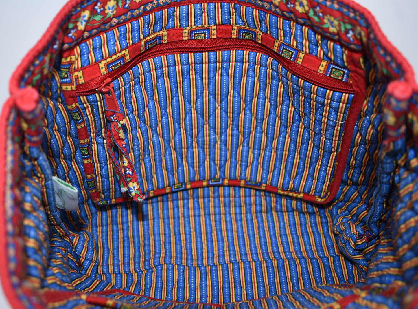Vera Bradley East West Toggle Tote Bag in "Villa Red" Pattern