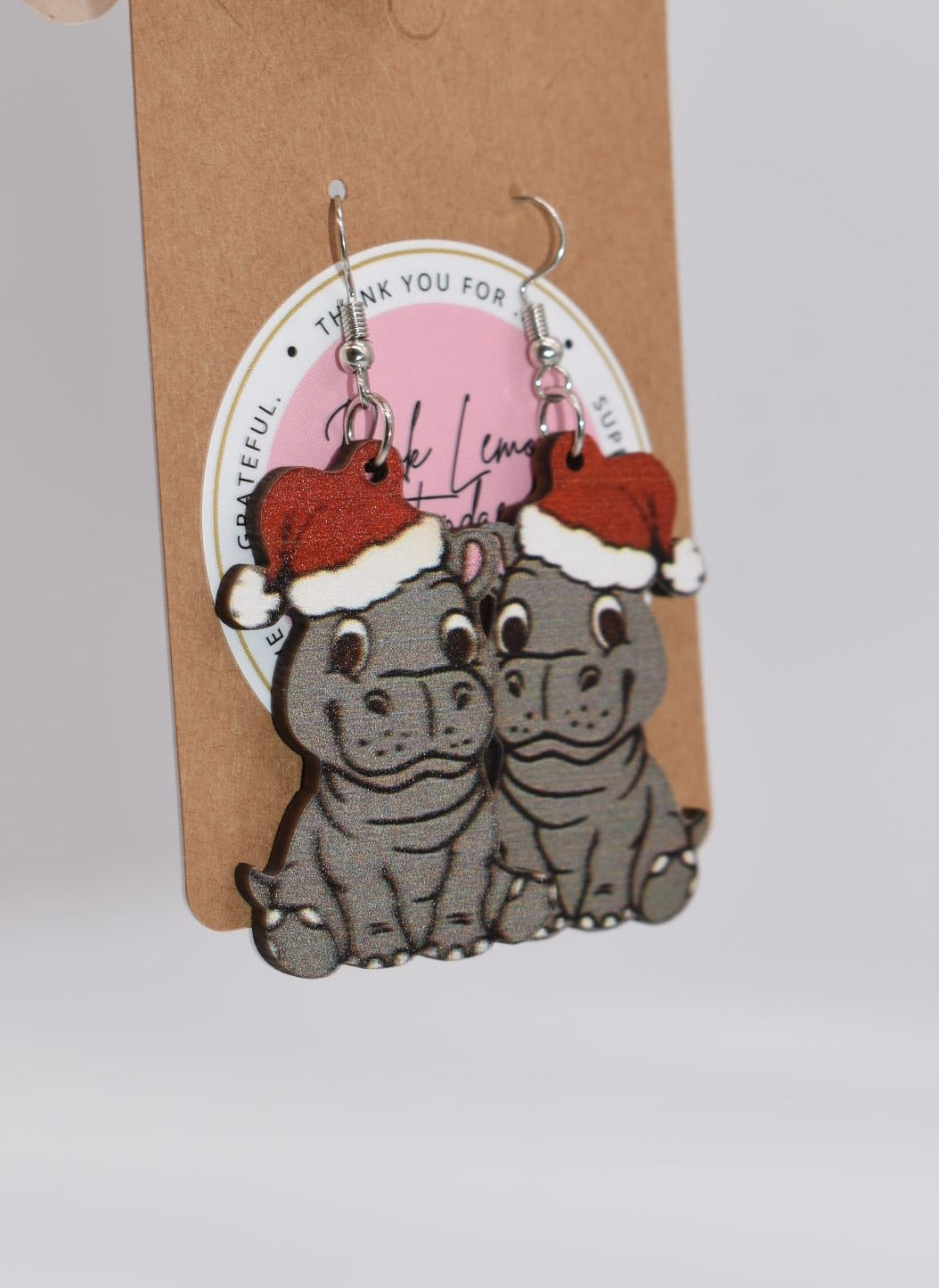 Seasonal Earrings: Hippopotamus for Christmas Drop Earrings