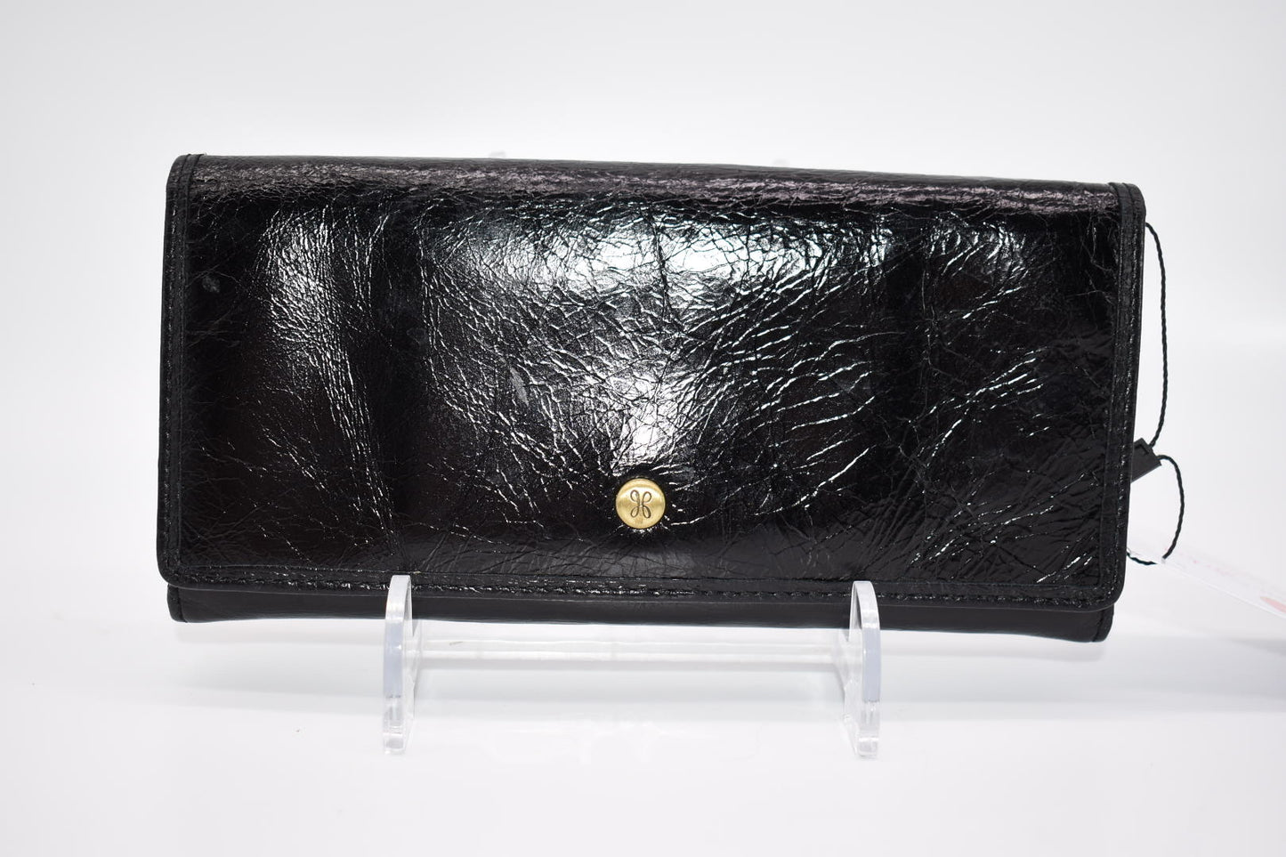 HOBO Rider Leather Wallet in Glossy Black