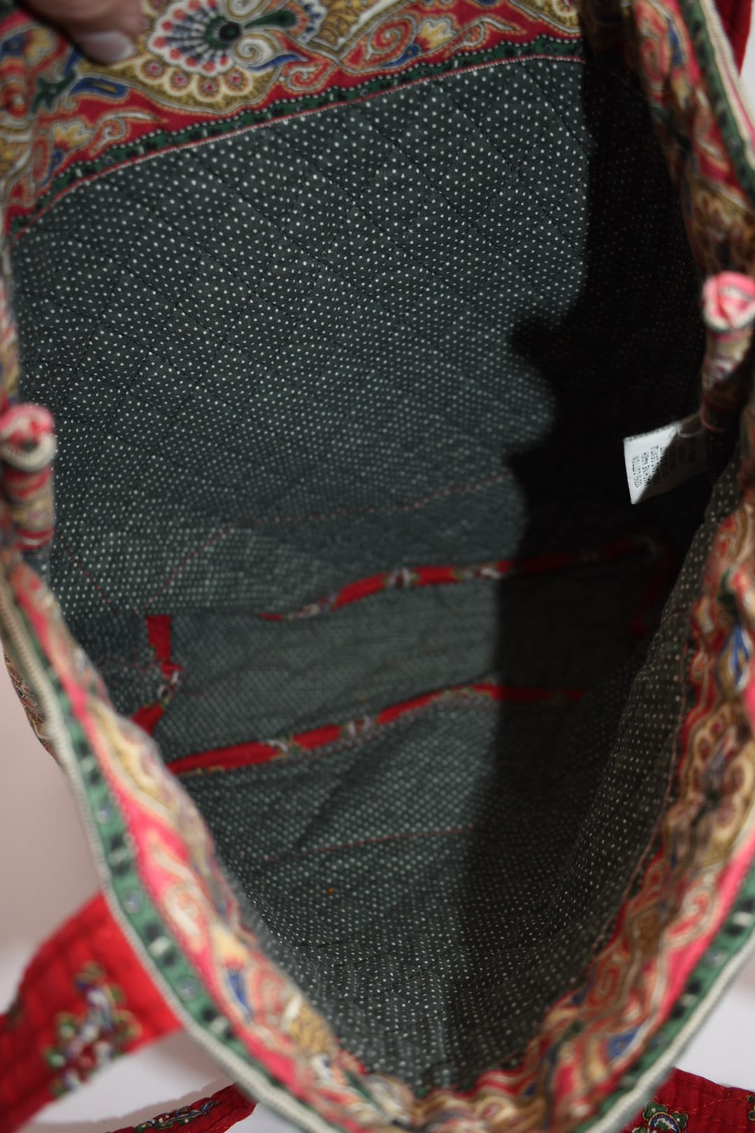 Vintage Vera Bradley Quilted Cotton Tote Bag in "Red- 1991" Pattern
