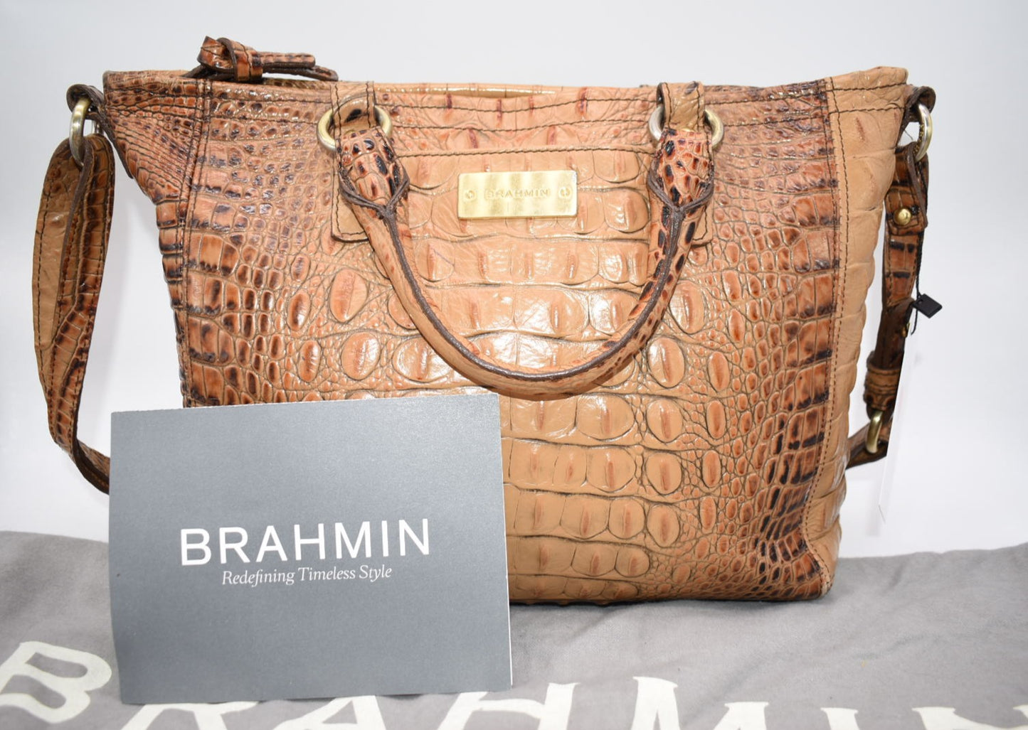 Brahmin Mini Arno Satchel Bag in Toasted Almond