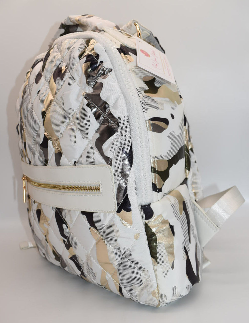 Sol and Selene Nylon Quilted Backpack in White