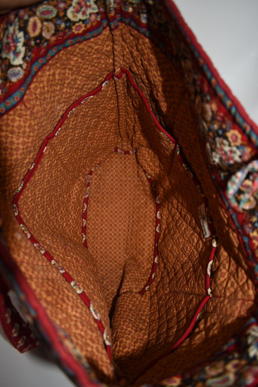 Vintage Vera Bradley Large Vera Tote Bag in "Red Leaf" Pattern