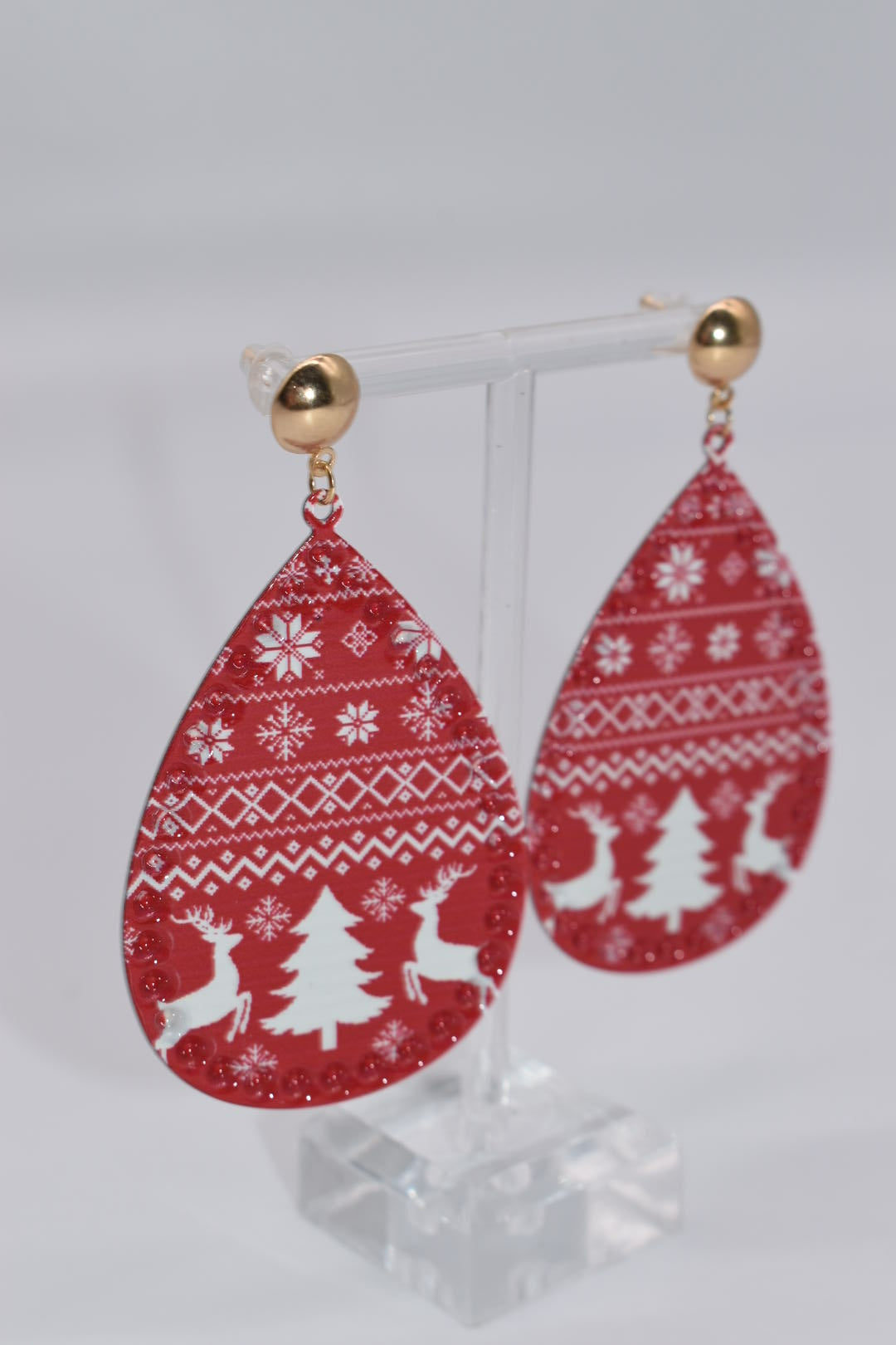 Seasonal Earrings: Christmas Snowflake & Elk Drop Earrings