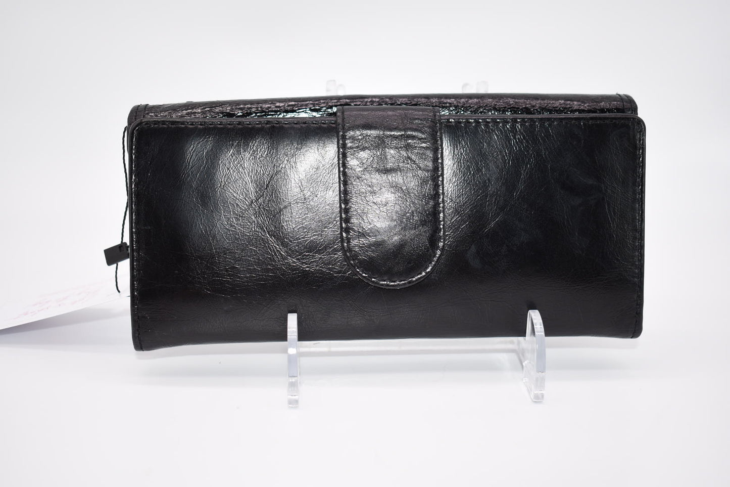 HOBO Rider Leather Wallet in Glossy Black