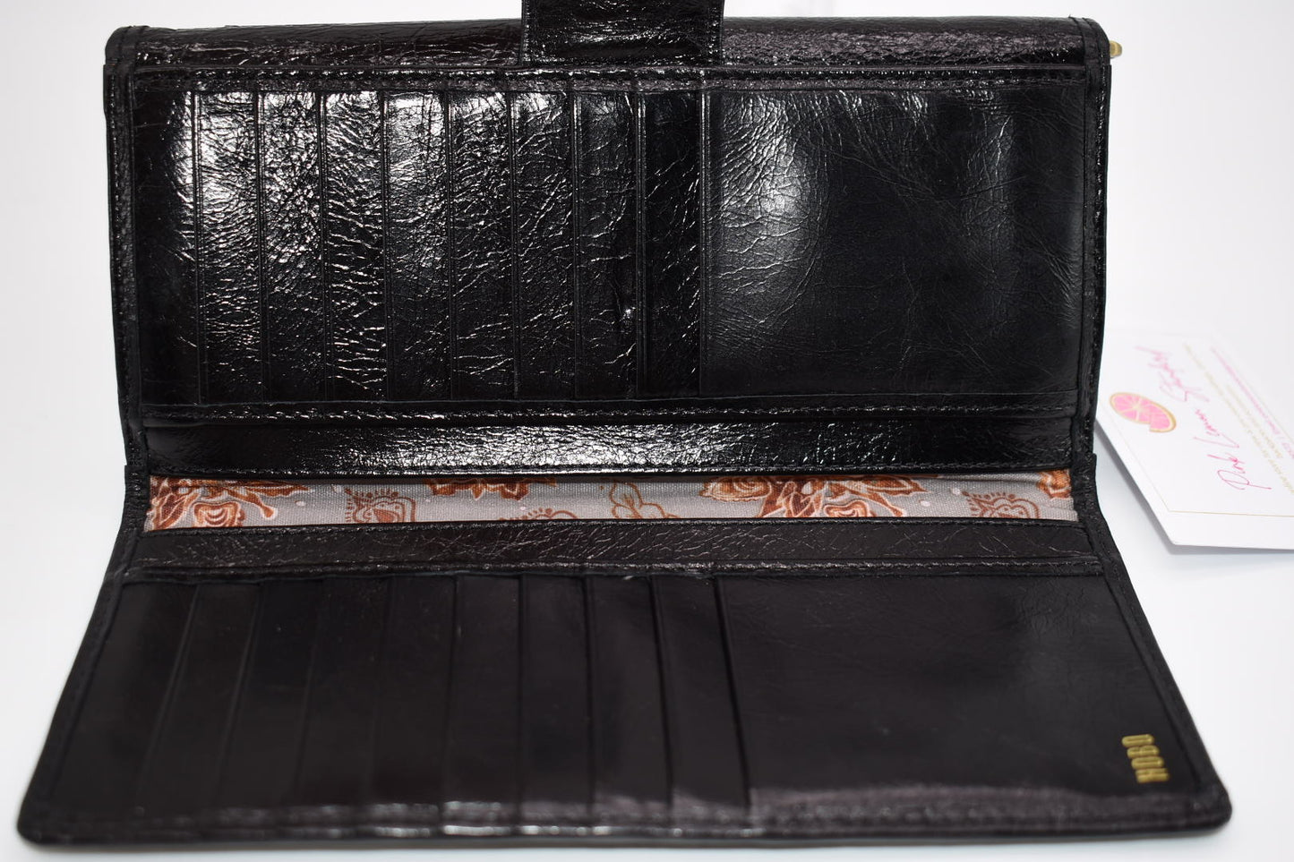 HOBO Rider Leather Wallet in Glossy Black
