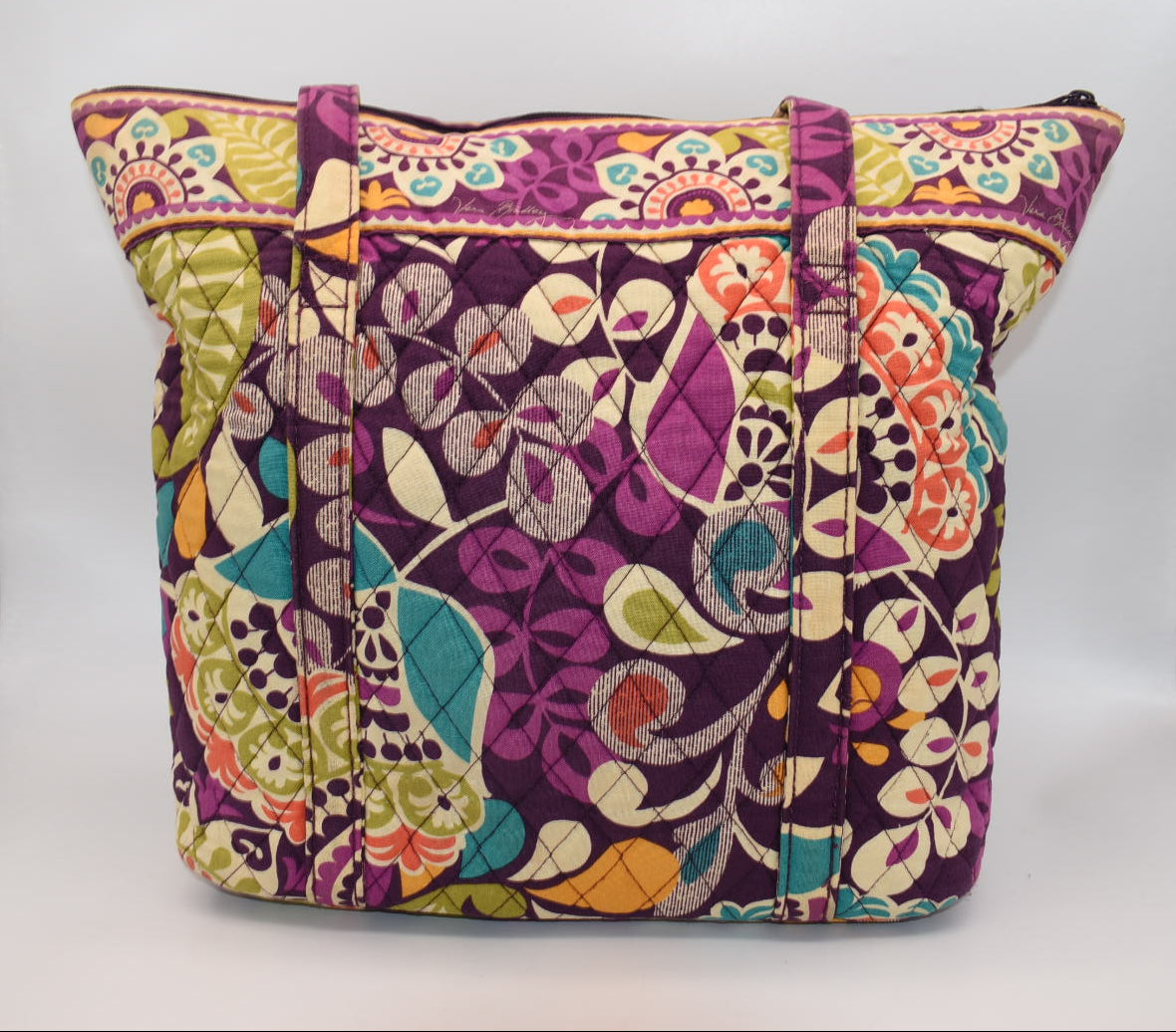 Vera Bradley Villager Tote Bag in "Plum Crazy" Pattern