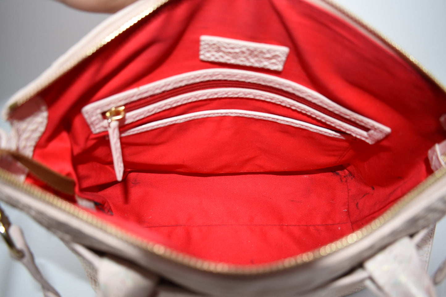 Dooney & Bourke Pink Pearl Croc Domed Satchel Bag