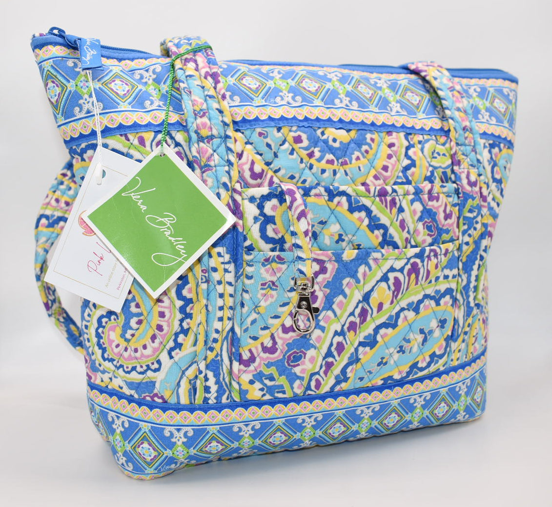 Vera Bradley Villager Tote Bag in "Capri Blue" Pattern