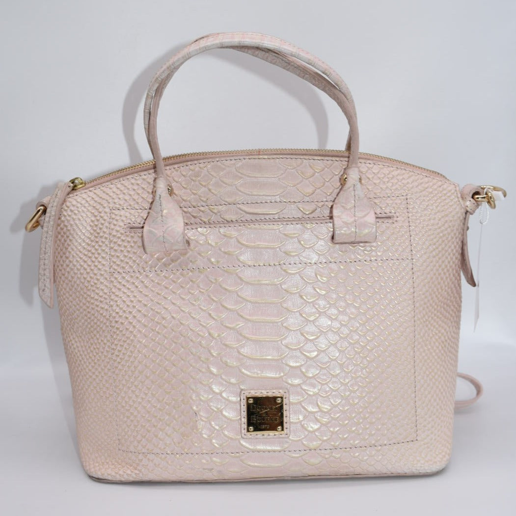 Dooney & Bourke Pink Pearl Croc Domed Satchel Bag
