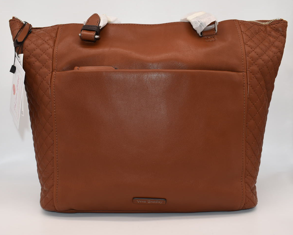 Vera Bradley Carryall Small Leather Tote Bag in Classic Mocha