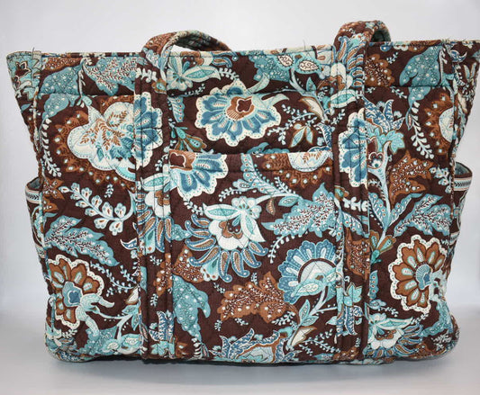 Vera Bradley Travel Zip Tote Bag in "Java Blue" Pattern