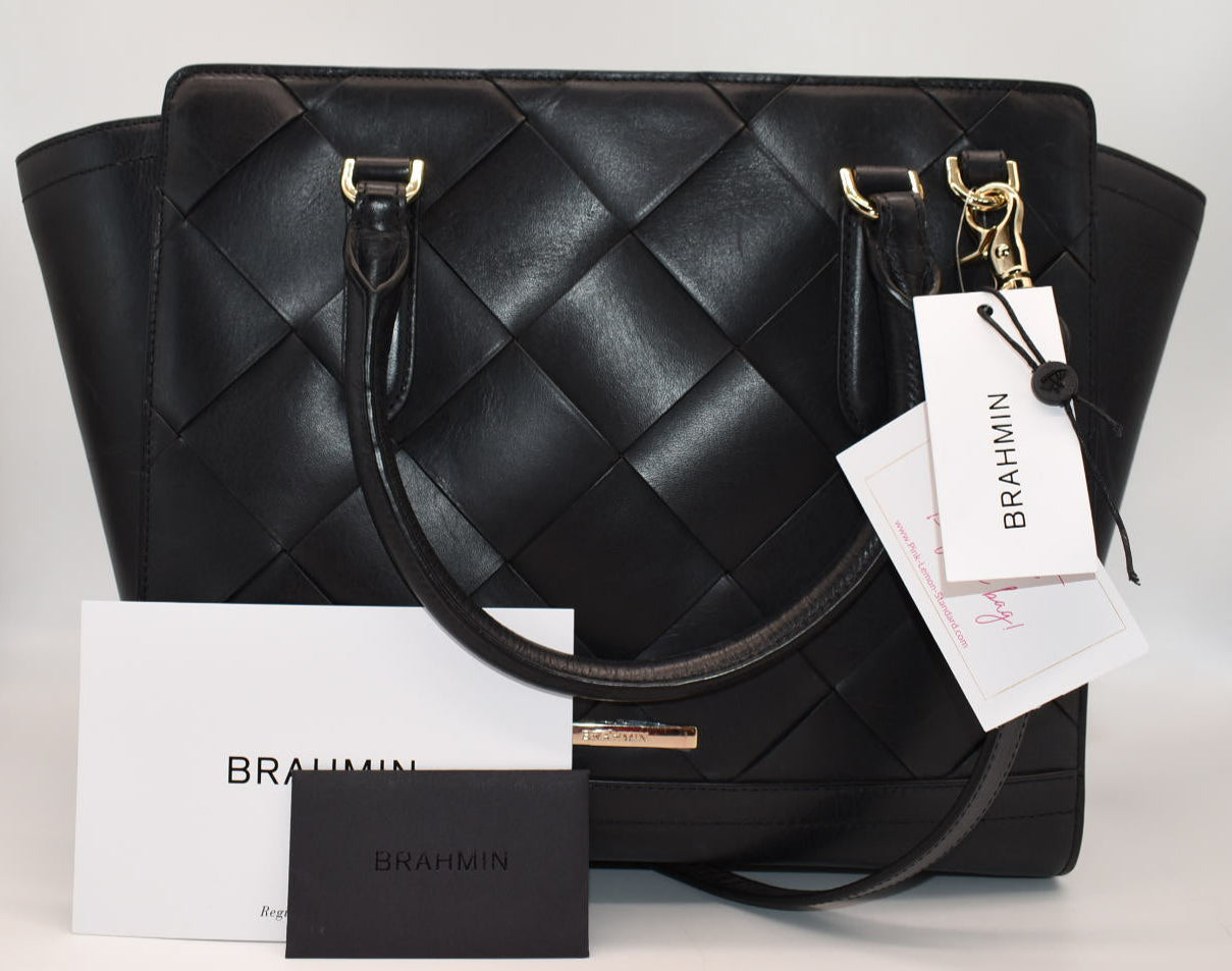 Brahmin Aubree Satchel Bag in Black Vik