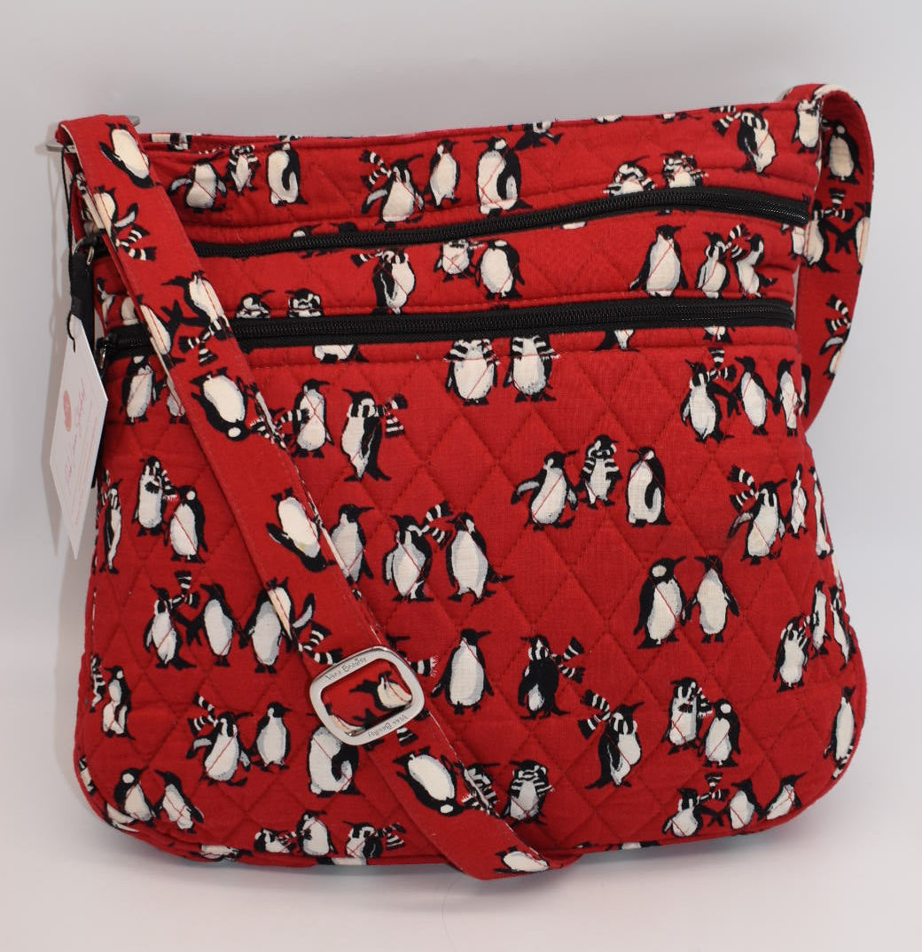 Vera Bradley Triple Zip Hipster Crossbody Bag in "Playful Penguins" Pattern