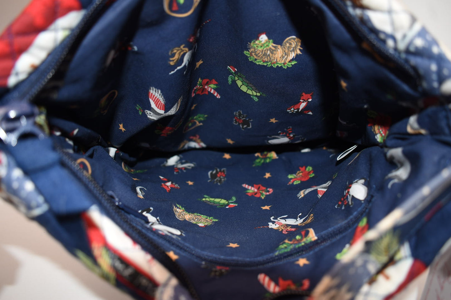 Vera Bradley in Triple Zip Hipster Crossbody Bag "Snow Globes" Pattern