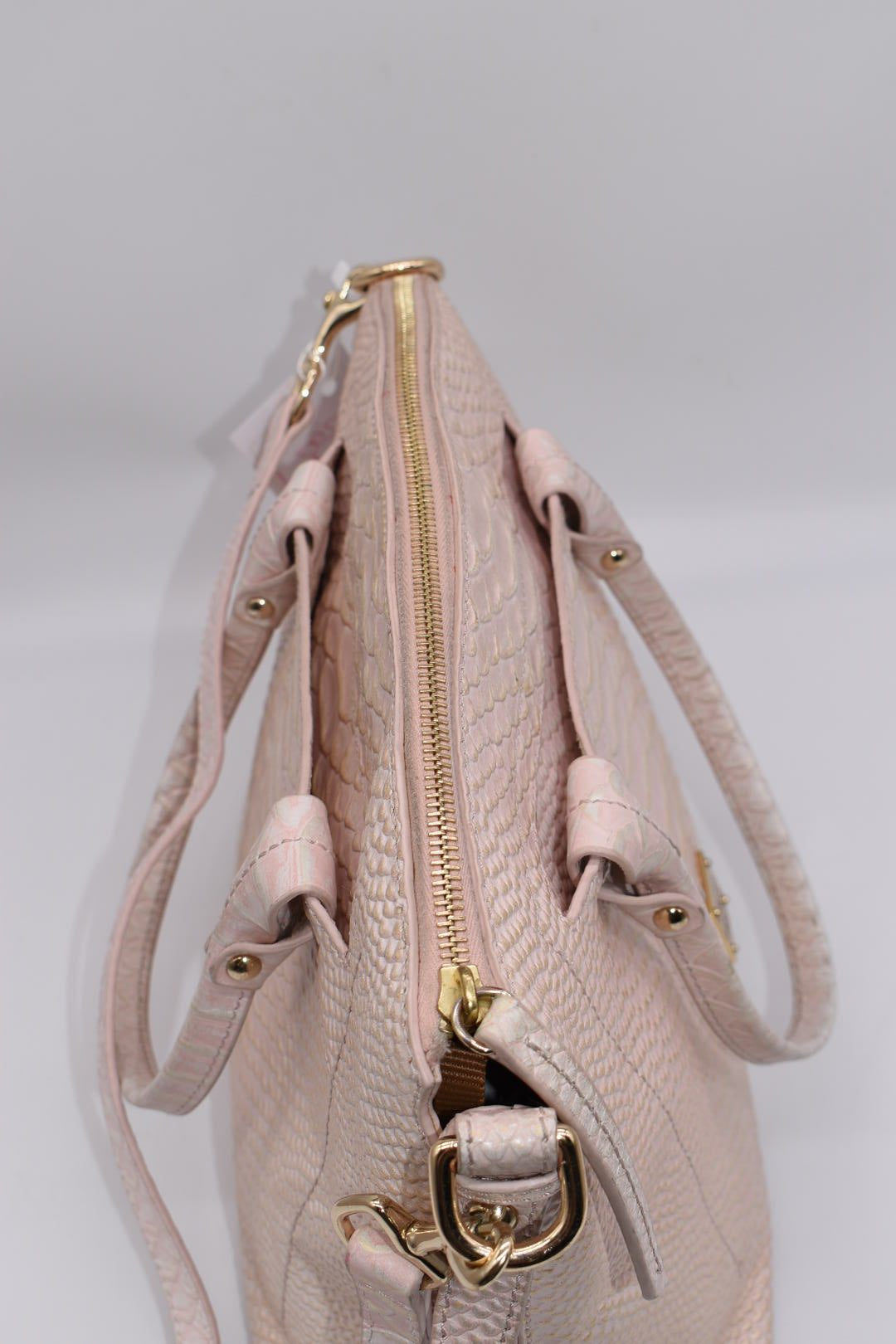 Dooney & Bourke Pink Pearl Croc Domed Satchel Bag