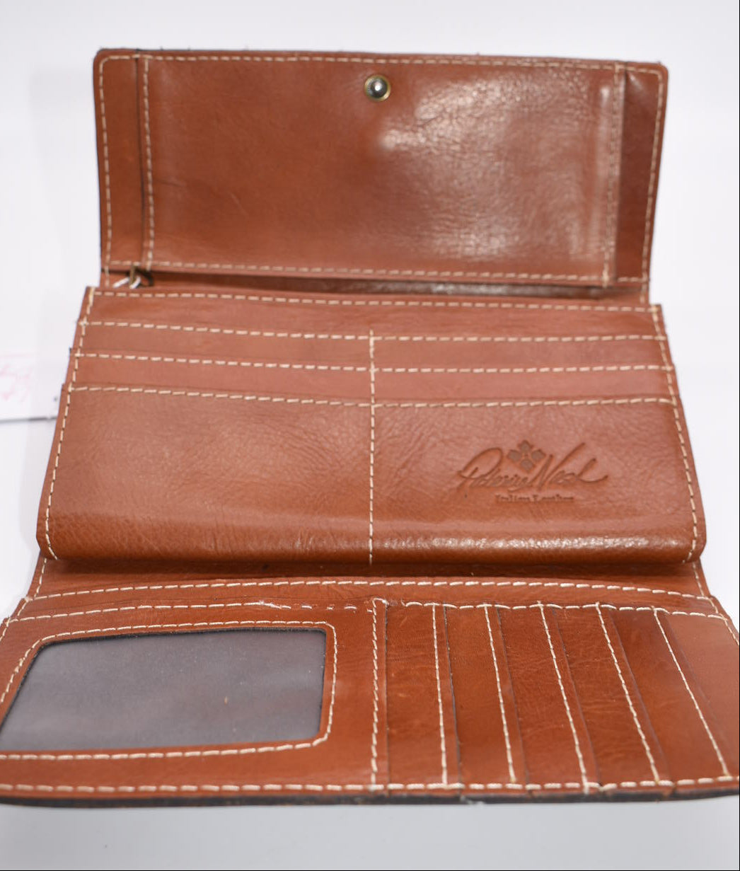 Patricia Nash Leather Trifold Wallet in Heritage Tan