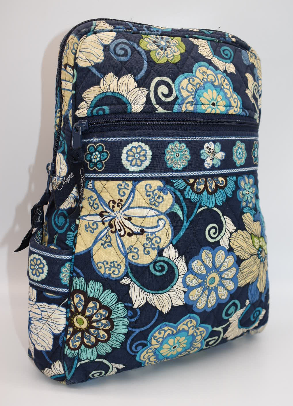 Vera Bradley Small Quilted Cotton Backpack in "Mod Floral- Blue" Pattern