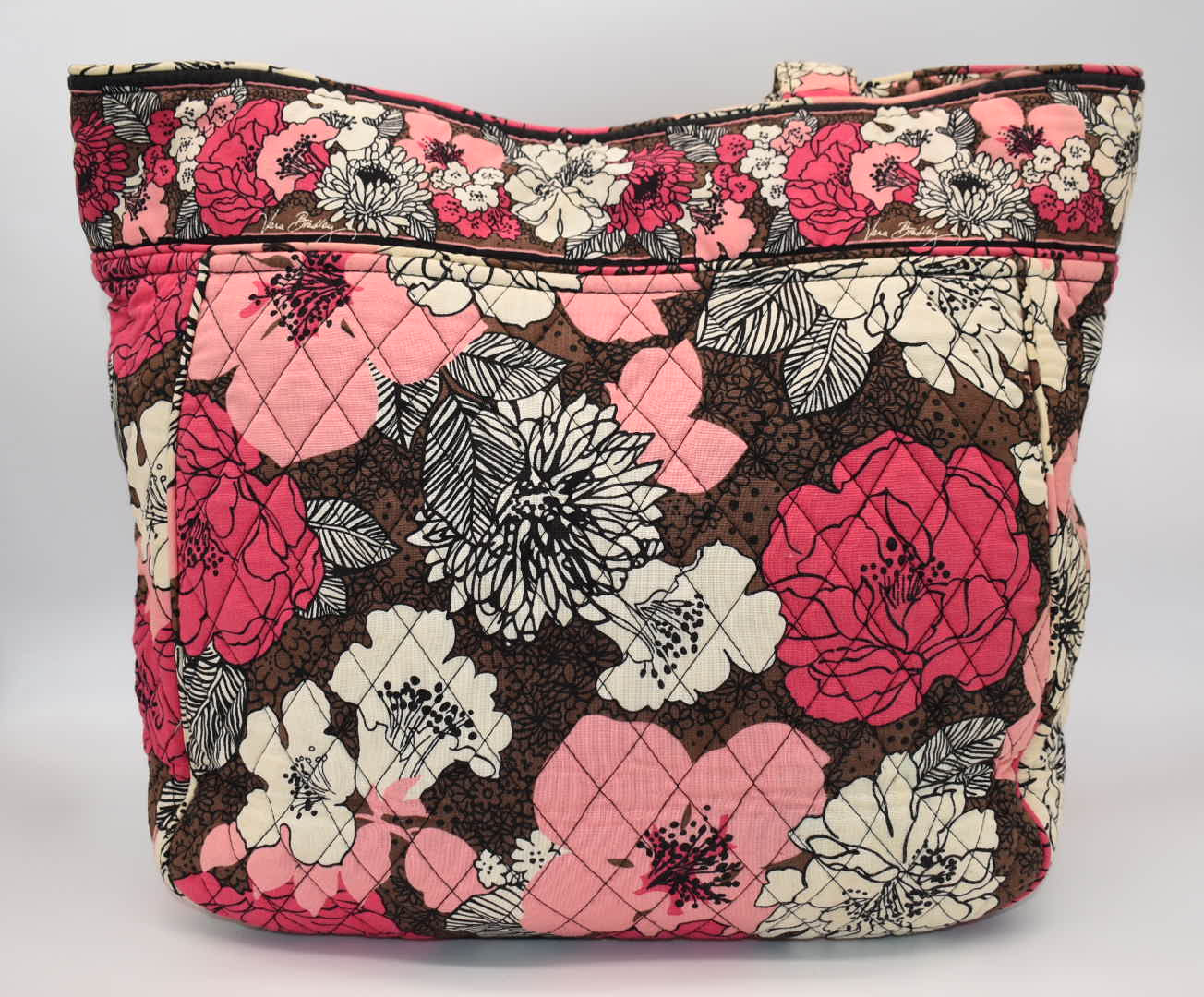 Vera Bradley Shoulder Tote Bag in "Mocha Rouge" Pattern