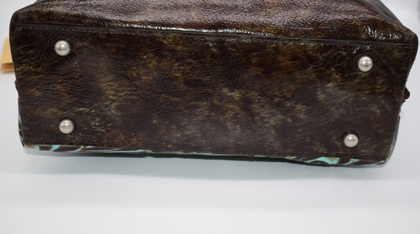Patricia Nash Leather Estella Tote Bag in Tooled Turquoise