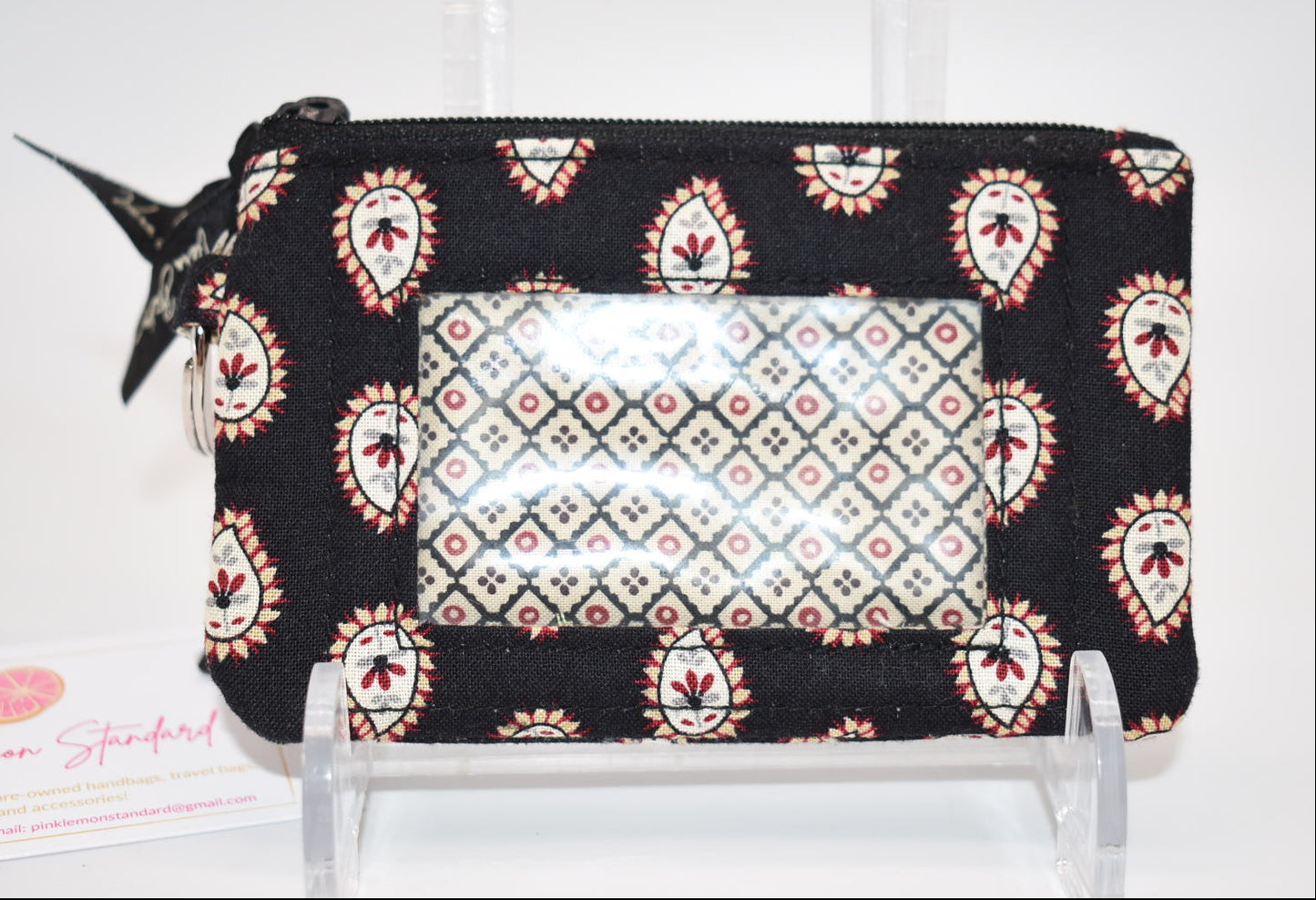 Vera Bradley Zip ID Case in "Classic Black-2002" Pattern
