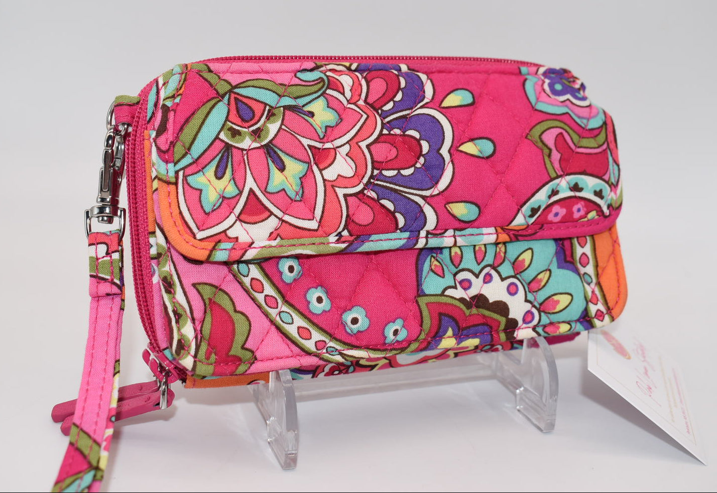 Vera Bradley All in One Crossbody Wallet in "Pink Swirls" Pattern