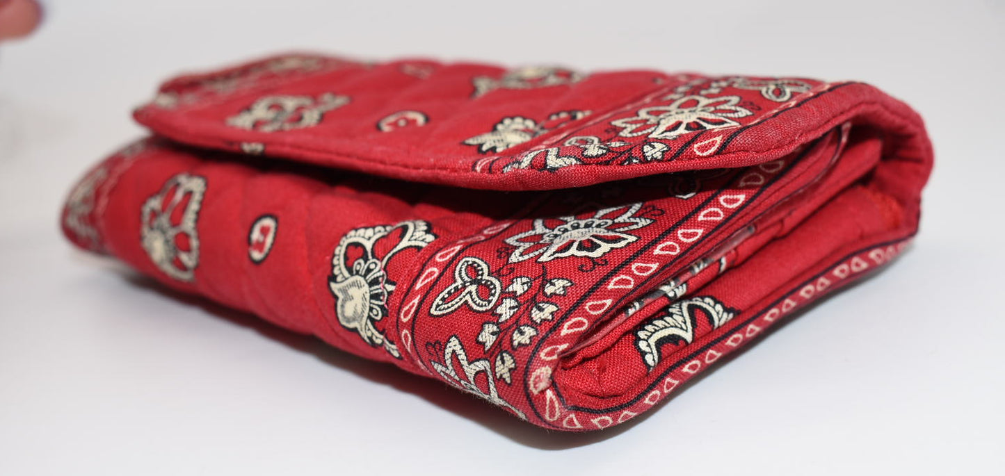 Vintage Vera Bradley Strap Crossbody Wallet in "Red Bandana" Pattern