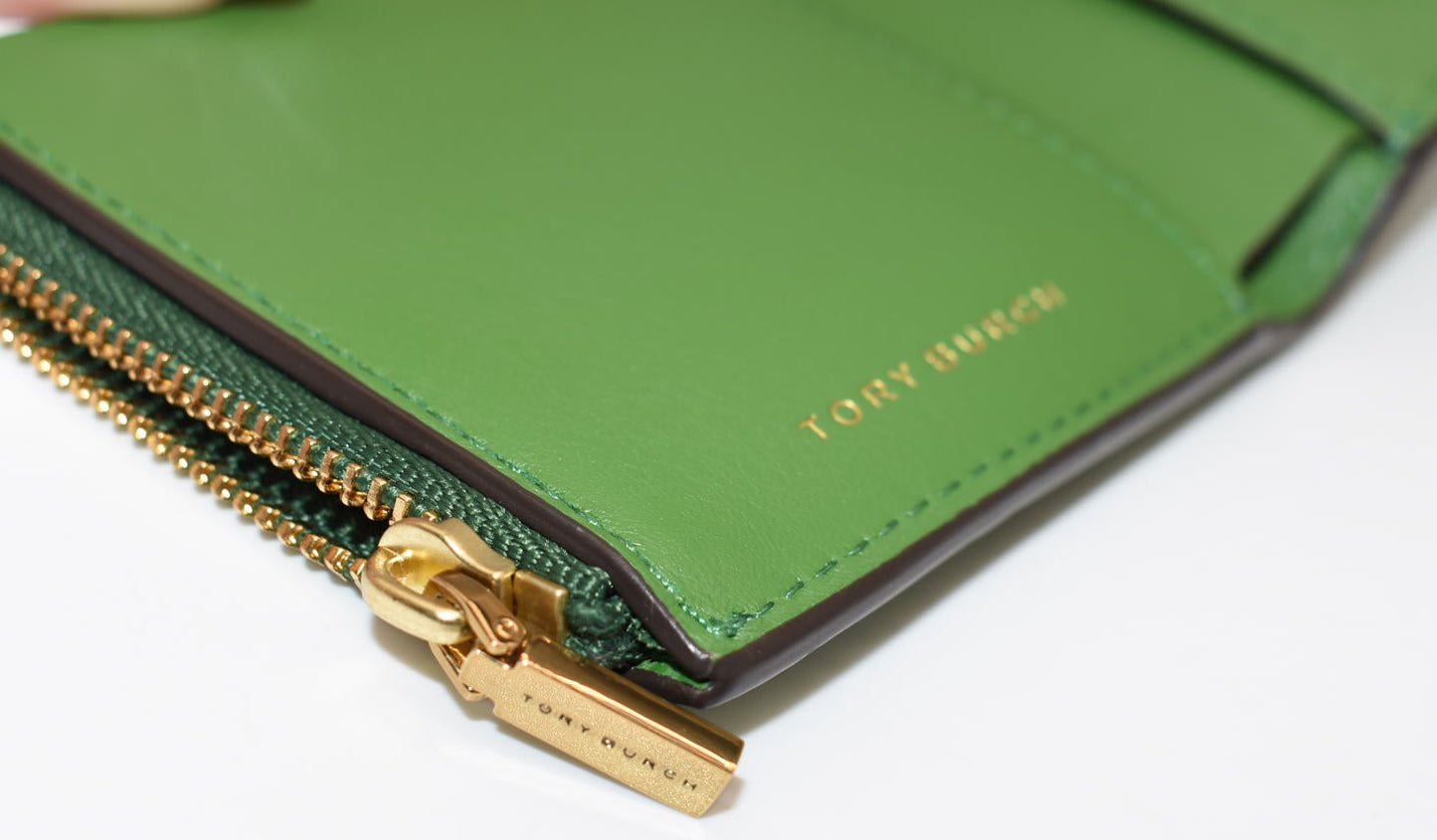 Tory Burch Kira Pebbled Medium Flap Wallet in Poblano Green