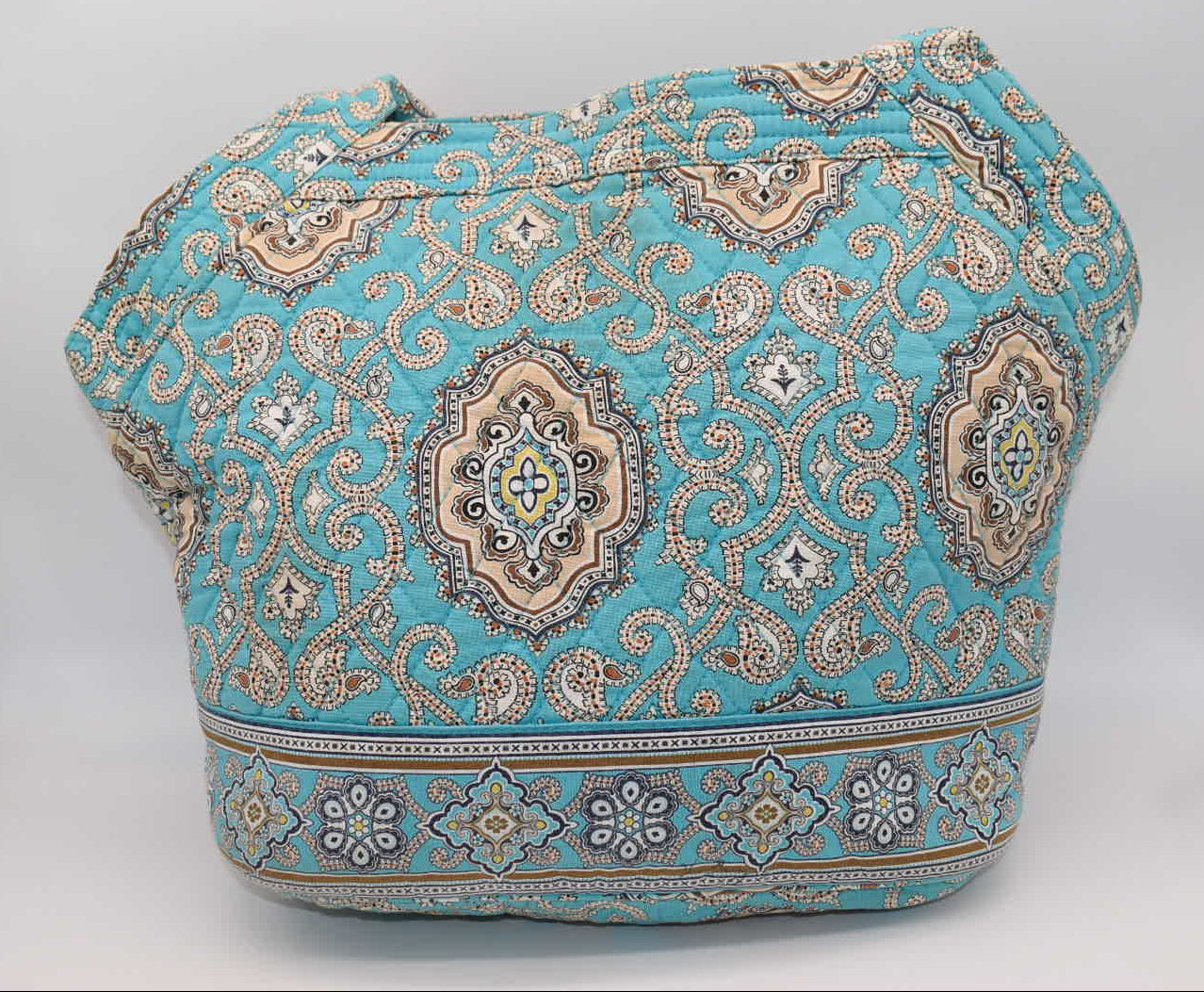Vera Bradley Large Angled Tote Bag in "Totally Turquoise" Pattern