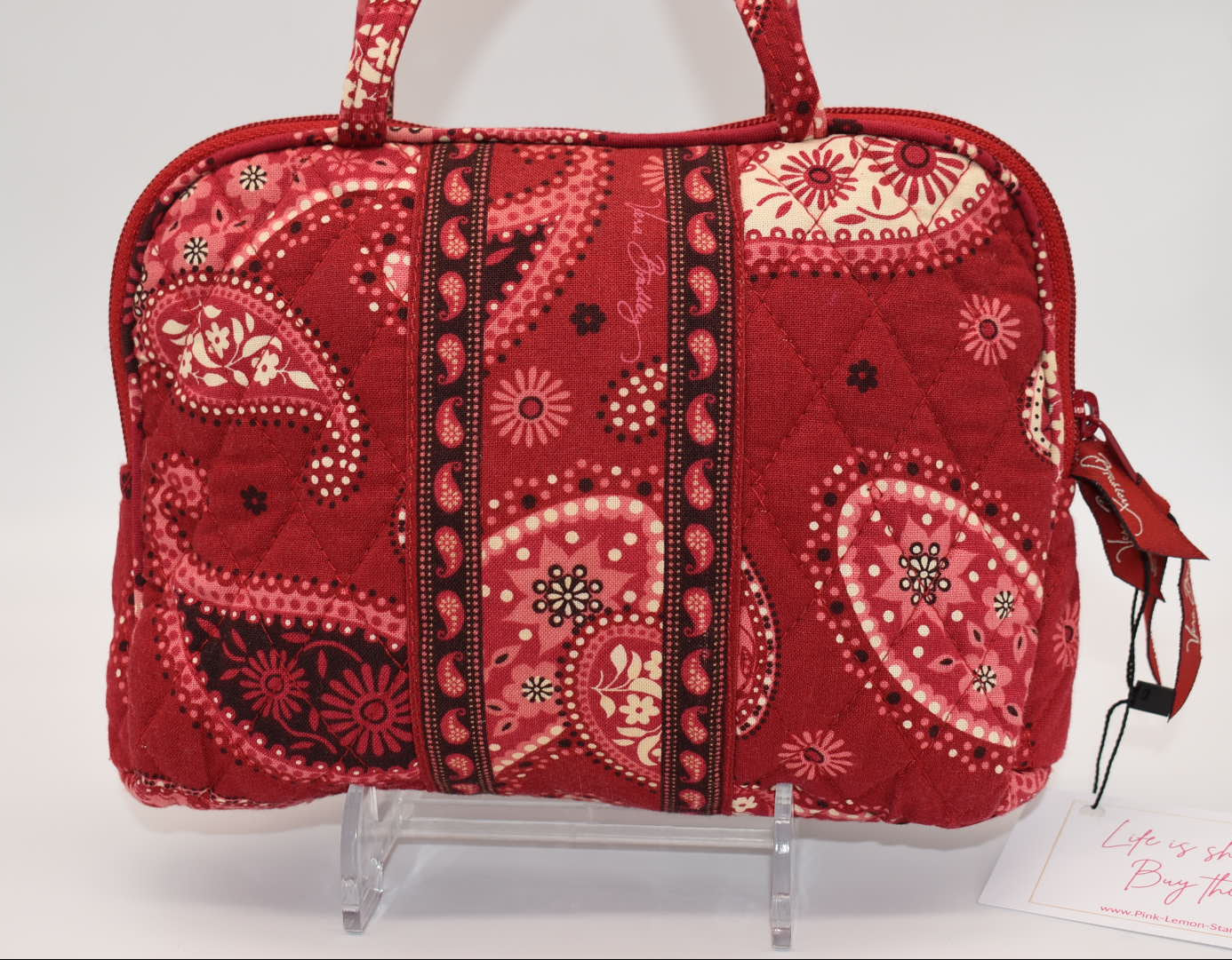 Vera Bradley Quilted Cosmetic Bag in "Mesa Red Paisley" Pattern