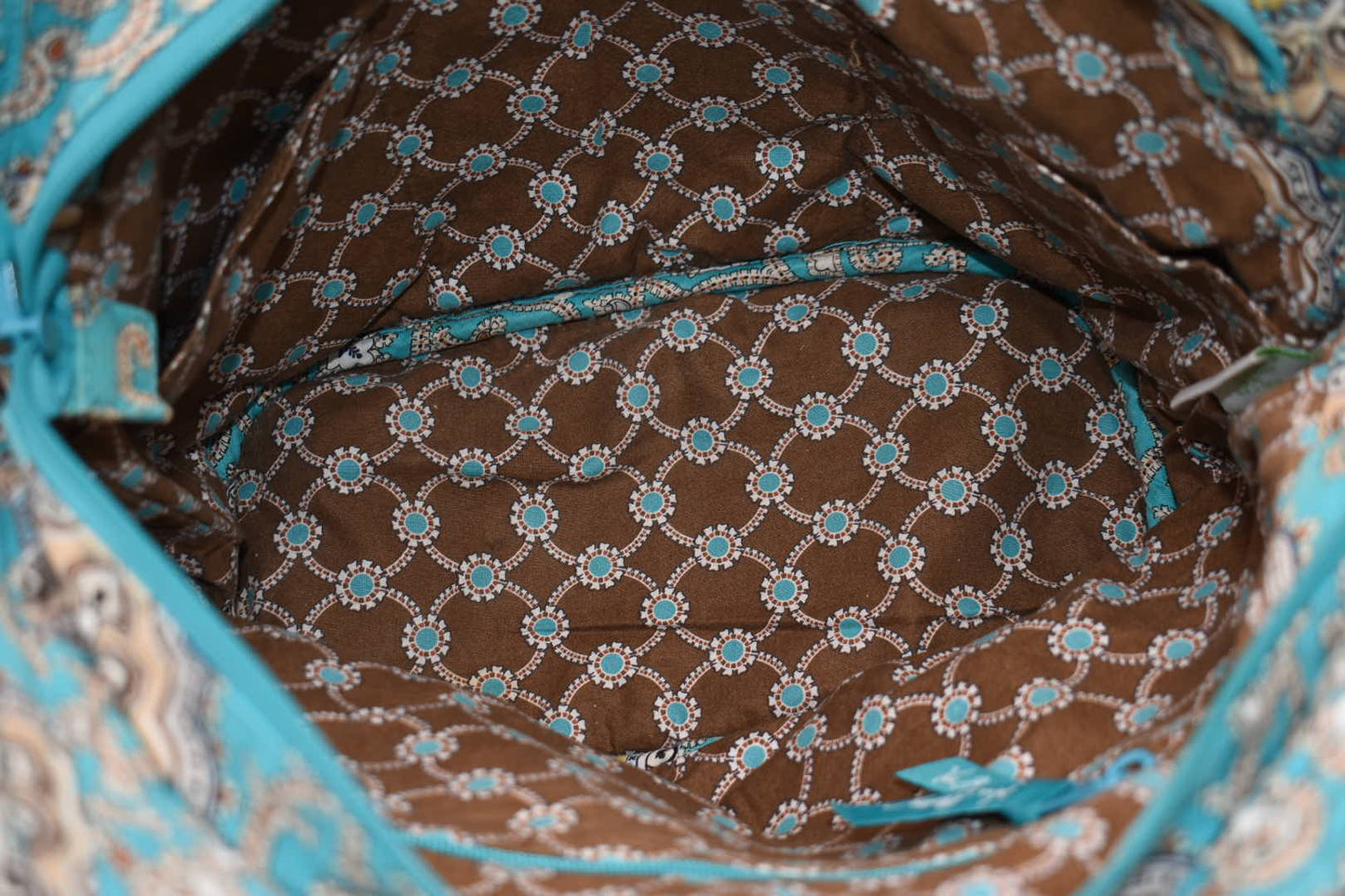 Vera Bradley Large Angled Tote Bag in "Totally Turquoise" Pattern