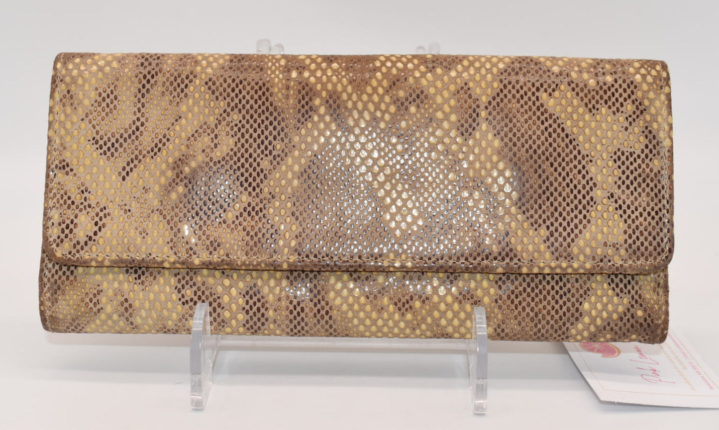 HOBO INTL Ardor Large Trifold Wallet in Exotic Print