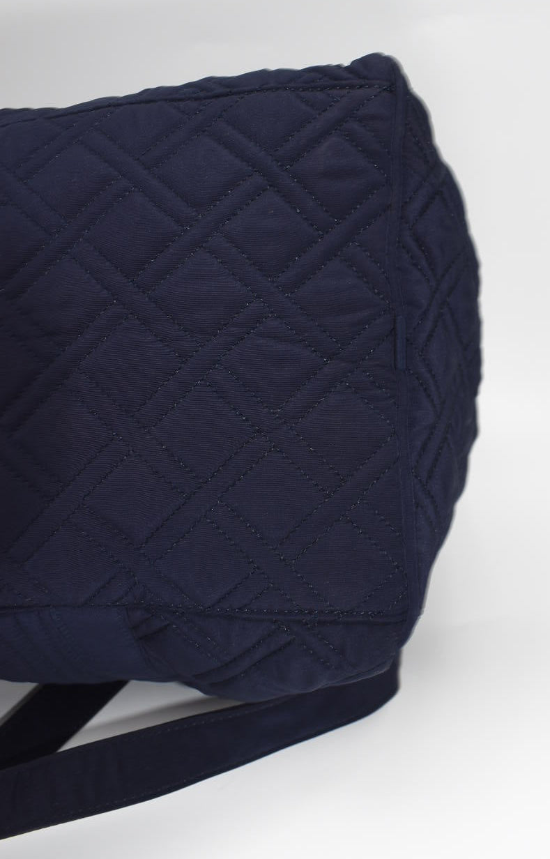 Vera Bradley Medium Quilted Microfiber Duffel Bag in Navy Blue