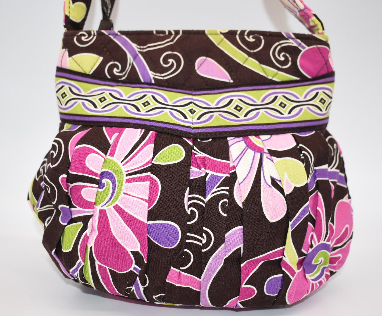 Vera Bradley Hannah Small Pleated Bag in "Purple Punch" Pattern