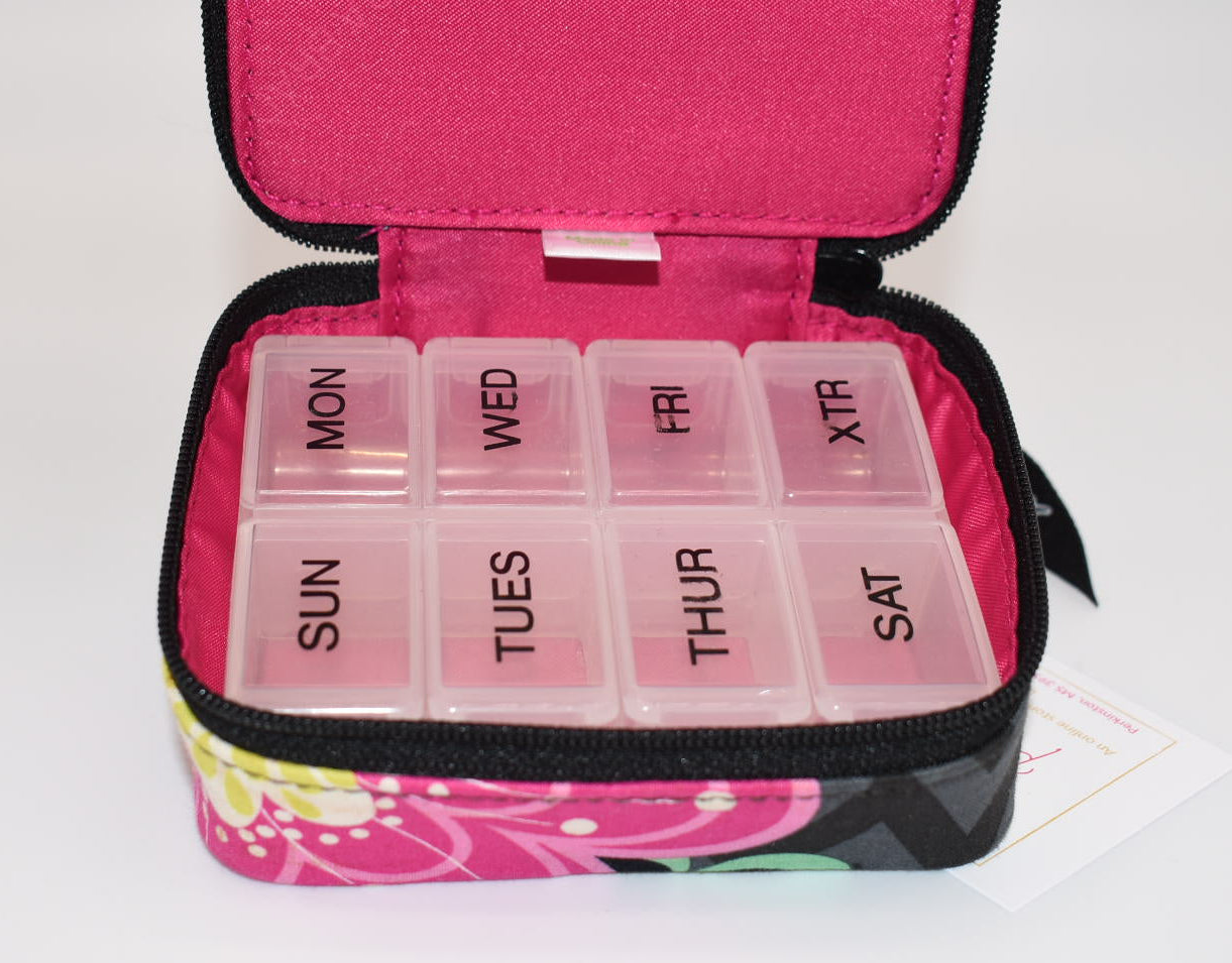 Vera Bradley Travel Pill Organizer Case in "Ziggy Zinnia" Pattern